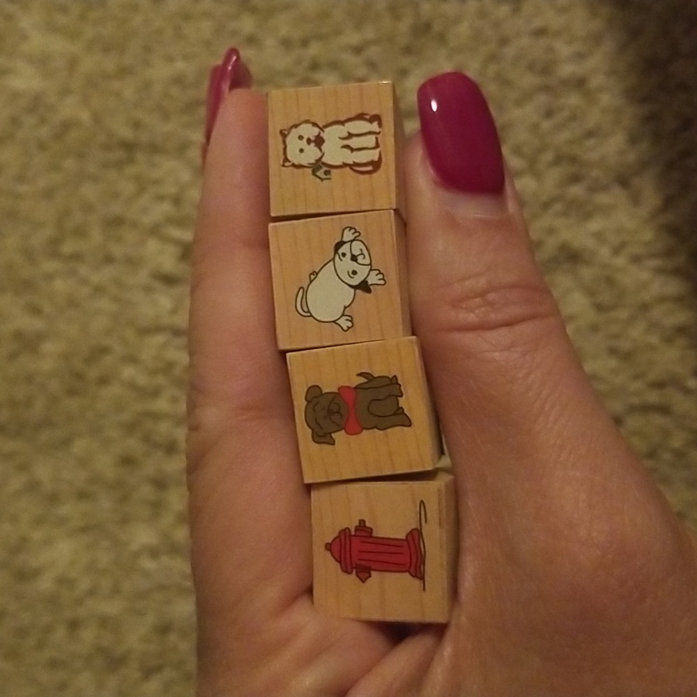 Dog stamps wooden.